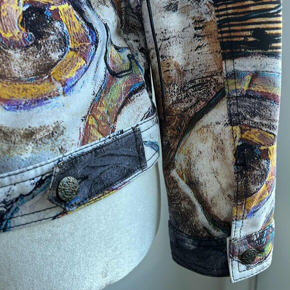 Dolcezza Simply Art Multicolor Abstract-Print Soft Stretch Jacket – US S - Picture 10 of 13